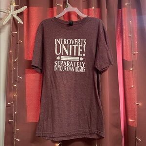 Gildan Softstyle Heathered Burgundy Graphic Tee Introvert